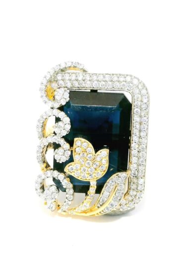 Gehna Jaipur Blue Sapphire Color Stone & Cubic Zirconia Studded Ring Adjustable Size For Girls & Women FR-1051