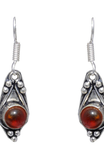 Gehna Jaipur Red Garnet Color Stone Earrings In German Silver  For Girls & Women GE01-1051