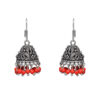 Gehna Jaipur Red Jasper Color Zircon Beads Jhumki  Earring In Silver For Girls & Women GE03-1053