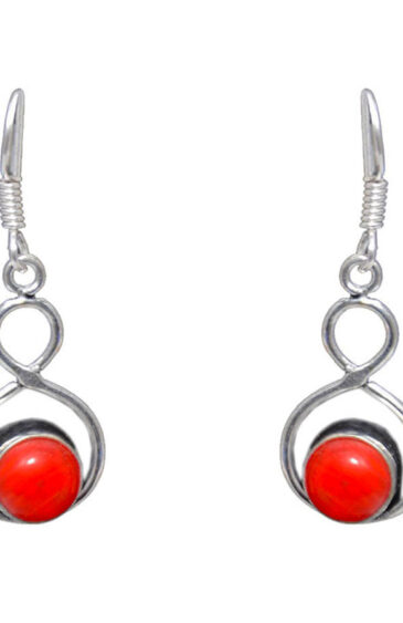 Gehna Jaipur Red Jasper Color Stone Earrings In German Silver For Girls & Women GE01-1056