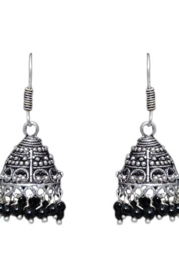 Gehna Jaipur Black Onyx Color Zircon Beads Jhumki  Earring  For Girls & Women GE03-1057