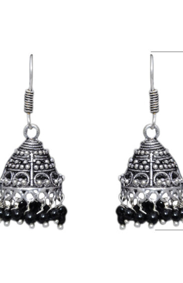 Gehna Jaipur Black Onyx Color Zircon Beads Jhumki  Earring  For Girls & Women GE03-1057