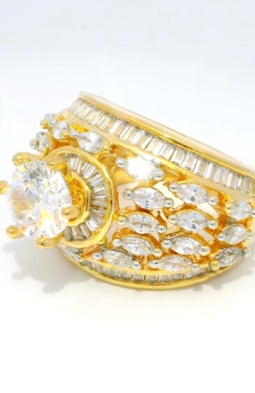 Gehna Jaipur Elegant spiral Cubic Zirconia Studded Ring Size(I-R,Usa-19/59) For Girls & Women FR-1058