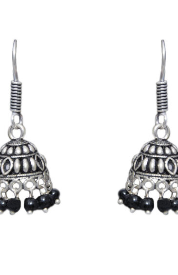 Gehna Jaipur Black Onyx Color Zircon Beads Jhumki  Earring  For Girls & Women GE03-1058