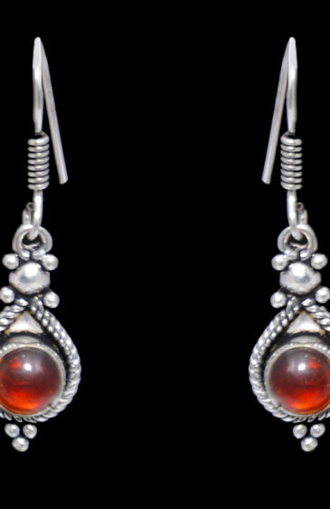 Gehna Jaipur Red Garnet Stone Earrings In German Silver  For Girls & Women GE01-1061