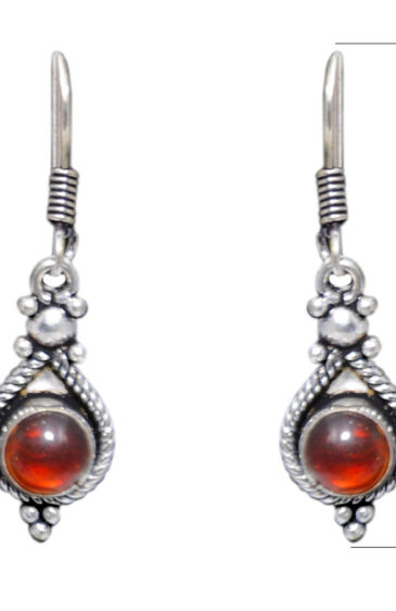 Gehna Jaipur Red Garnet Stone Earrings In German Silver  For Girls & Women GE01-1061