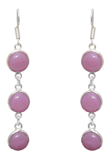 Gehna Jaipur Pink Quartz Stone Earrings In German Silver  For Girls & Women GE01-1062