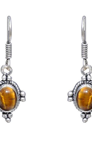 Gehna Jaipur Tiger Eye Color Stone Studded Earrings In German Silver  For Girls & Women GE01-1064