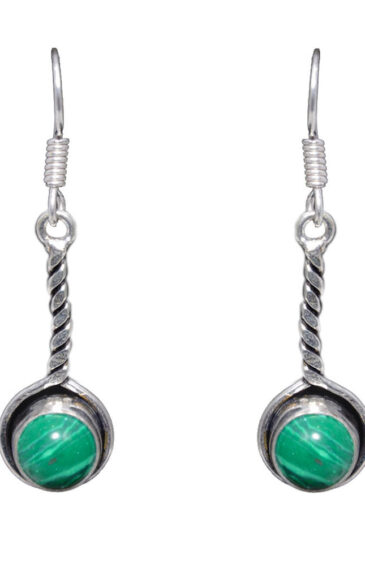 Gehna Jaipur Malachite Color Stone Studded Earrings In German Silver  For Girls & Women GE01-1066