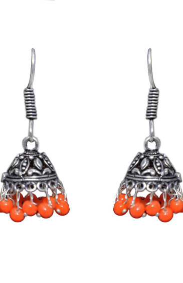 Gehna Jaipur Carnelian Color Zircon Beads Jhumki  Earring In Silver For Girls & Women GE03-1067