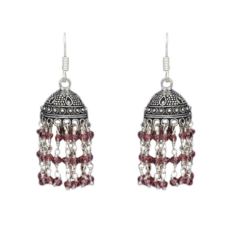 Gehna Jaipur Champions Color Zircon Beads Jhumki  Earring In Silver For Girls & Women GE03-1068