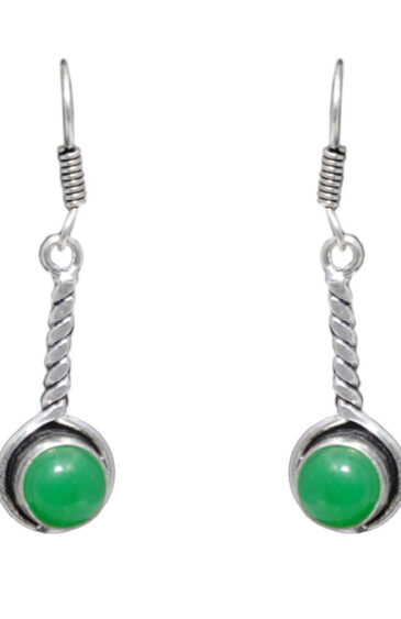 Gehna Jaipur Green Onyx Color Stone Earrings In German Silver  For Girls & Women GE01-1071