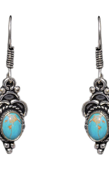 Gehna Jaipur Turquoise Color Stone Earrings In German Silver  For Girls & Women GE01-1073