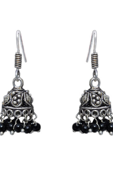 Gehna Jaipur Black Onyx Color Zircon Beads Jhumki  Earring For Girls & Women GE03-1073