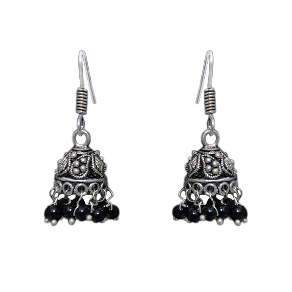 Gehna Jaipur Black Onyx Color Zircon Beads Jhumki  Earring For Girls & Women GE03-1073