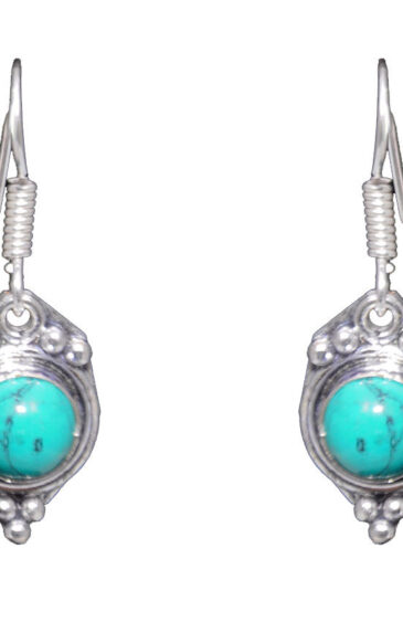 Gehna Jaipur Turquoise Color Stone Studded Earrings In German Silver  For Girls & Women GE01-1075