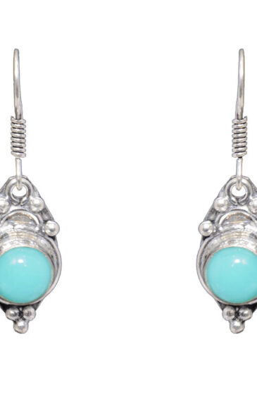 Gehna Jaipur Blue Chalcedony Color Stone Earrings In German Silver  For Girls & Women GE01-1076