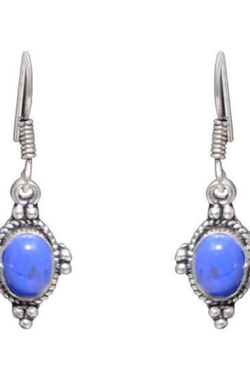 Gehna Jaipur Dumortierite Color Stone Studded Earrings In German Silver  For Girls & Women GE01-1078