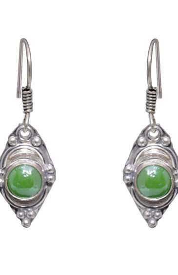 Gehna Jaipur Green Onyx Stone Earrings In German Silver  For Girls & Women GE01-1081