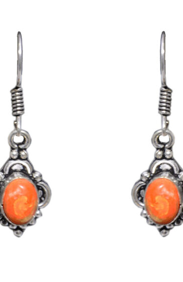 Gehna Jaipur Red Turquoise Color Stone Studded Earrings In German Silver  For Girls & Women GE01-1083