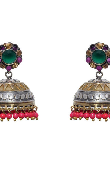 Gehna Jaipur  Fashionable Emerald, Ruby & Topaz Color Zircon Studded Earrings For Girls & Women GE03-1084