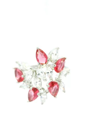 Gehna Jaipur pink spinel Color Stone & Cubic Zirconia Studded Ring Adjustable Size For Girls & Women FR-1087