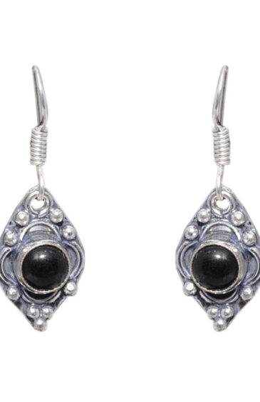 Gehna Jaipur Black Spinel Color Stone Studded Earrings In German Silver  For Girls & Women GE01-1088