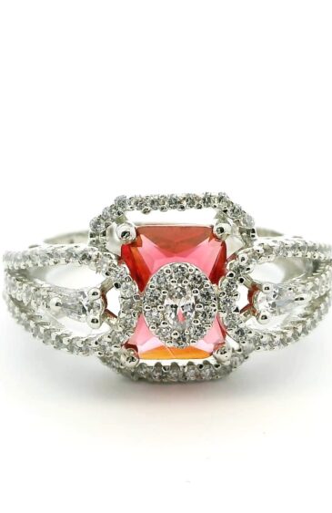 Gehna Jaipur pink tourmaline Color Stone & Cubic Zirconia Studded Ring Adjustable Size For Girls & Women FR-1092