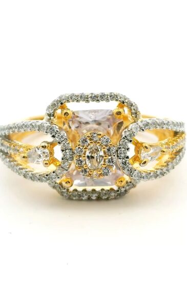 Gehna Jaipur Cubic Zirconia Studded Ring Adjustable Size For Girls & Women FR-1093