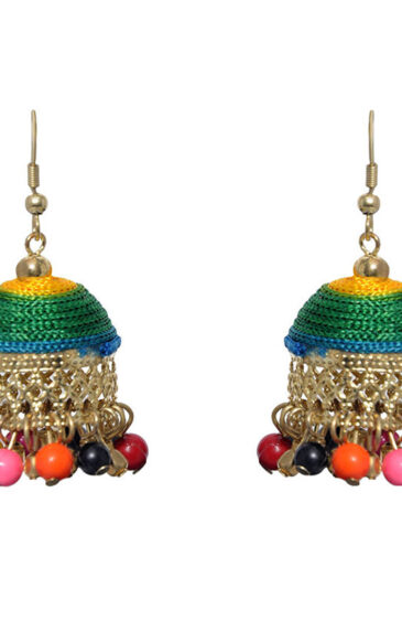 Gehna Jaipur Multicolor Zircon Beads With Colorful Jhumki Earrings For Girls & Women GE03-1094