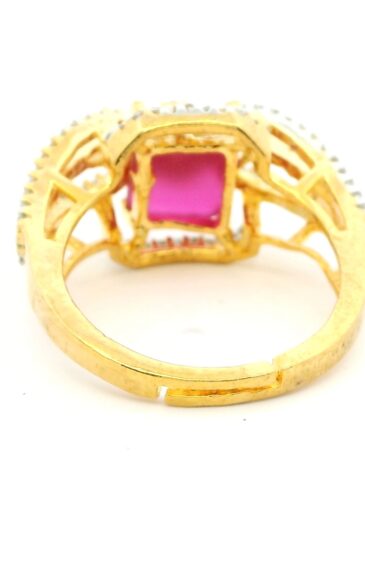 Gehna Jaipur Ruby Color Stone & Cubic Zirconia Studded Ring Adjustable Size For Girls & Women FR-1095