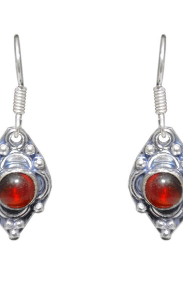 Gehna Jaipur Natural Red Garnet Stone Earrings In German Silver  For Girls & Women GE01-1095