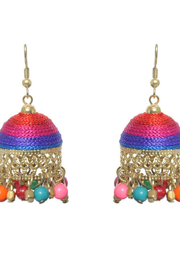 Gehna Jaipur Multicolor Zircon Beads With Colorful Jhumki Earrings For Girls & Women GE03-1095