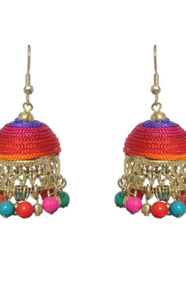 Gehna Jaipur Multicolor Zircon Beads With Colorful Jhumki Earrings For Girls & Women GE03-1096