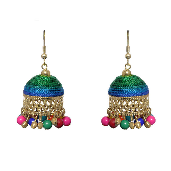 Gehna Jaipur Multicolor Zircon Beads With Colorful Jhumki Earrings For Girls & Women GE03-1097