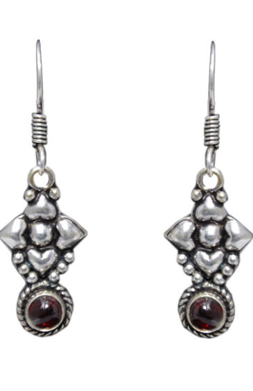 Gehna Jaipur Red Garnet Color Stone Studded Earrings In German Silver  For Girls & Women GE01-1098