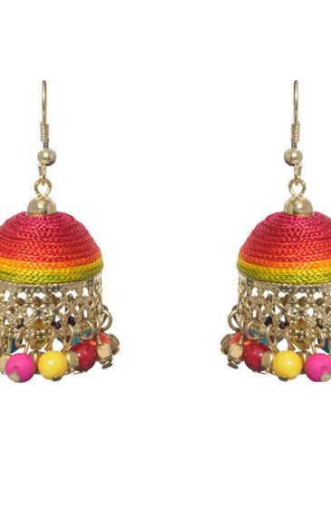 Gehna Jaipur Multicolor Zircon Beads With Colorful Jhumki Earrings For Girls & Women GE03-1098