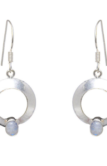 Gehna Jaipur Natural Rainbow Moonstone Earrings In German Silver  For Girls & Women GE01-1099