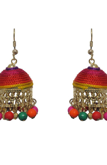 Gehna Jaipur Multicolor Zircon Beads With Colorful Jhumki Earrings For Girls & Women GE03-1099