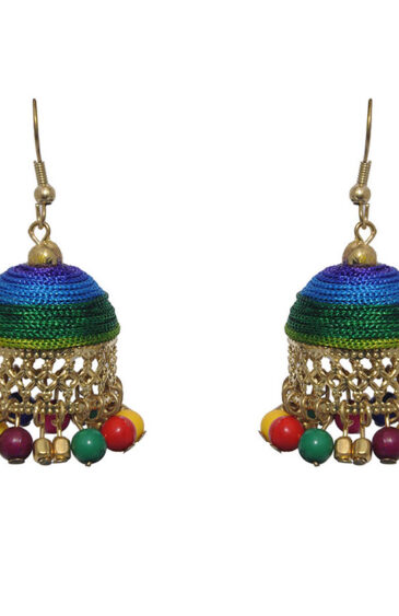 Gehna Jaipur Multicolor Zircon Beads With Colorful Jhumki Earrings For Girls & Women GE03-1100