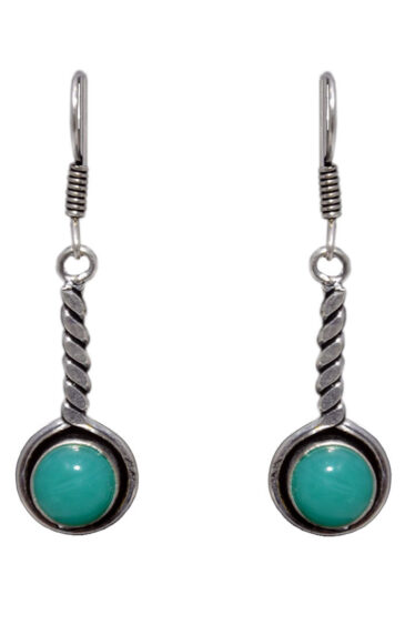 Gehna Jaipur Natural Green Onyx Color Stone Earrings In German Silver  For Girls & Women GE01-1101