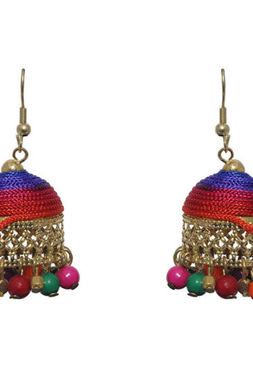 Gehna Jaipur Multicolor Zircon Beads With Colorful Jhumki Earrings For Girls & Women GE03-1101