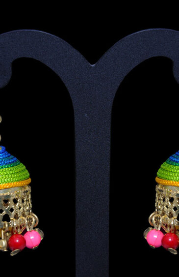 Gehna Jaipur Multicolor Zircon Beads With Colorful Jhumki Earrings For Girls & Women GE03-1102