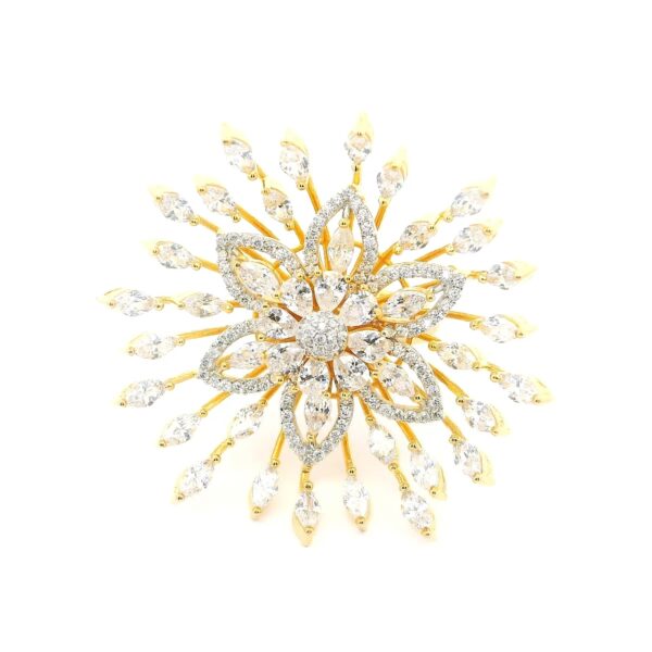 Gehna Jaipur Floral theme Cubic Zirconia Studded Ring Adjustable Size For Girls & Women FR-1103