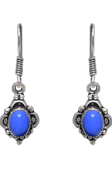 Gehna Jaipur Dumortierite Color Stone Studded Earrings In German Silver  For Girls & Women GE01-1103