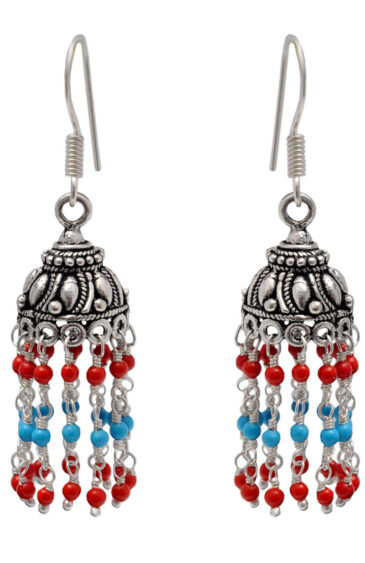 Gehna Jaipur Turquoise & Red Jasper Color Zircon Beads Earring For Girls & Women GE03-1105