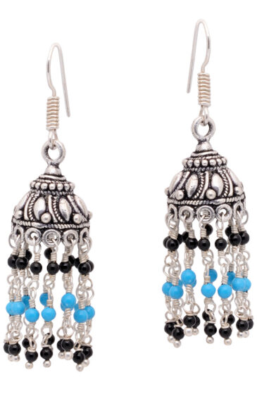 Gehna Jaipur Turquoise & Black Spinel Color Zircon Beads Earring For Girls & Women GE03-1106