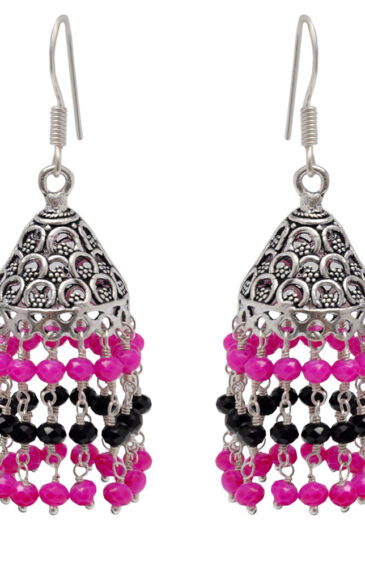 Gehna Jaipur Pink & Black Spinel Color Zircon Beads Earring For Girls & Women GE03-1107