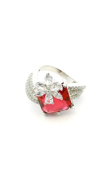 Gehna Jaipur Ruby Color Stone & Cubic Zirconia Studded Ring Size(I-O,Usa-15/55) For Girls & Women FR-1109