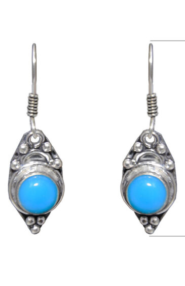 Gehna Jaipur Blue Chalcedony Color Stone Earrings In German Silver  For Girls & Women GE01-1109